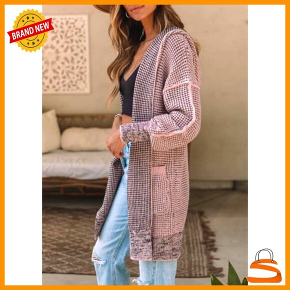 Oversized Hooded Cardigan Chunky Knit Open Front Sweater Coat Fall Fashion - Picture 3 of 7